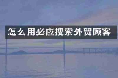 怎么用必应搜索外贸顾客