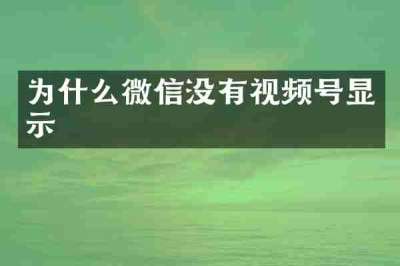 为什么微信没有视频号显示