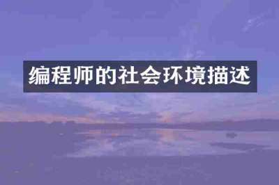 编程师的社会环境描述