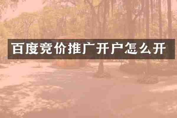 百度竞价推广开户怎么开