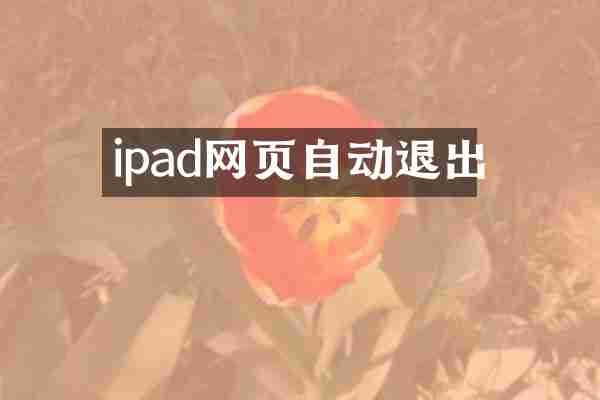 ipad网页自动退出