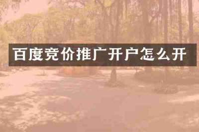 百度竞价推广开户怎么开