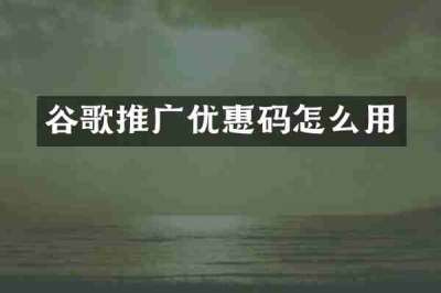 谷歌推广优惠码怎么用