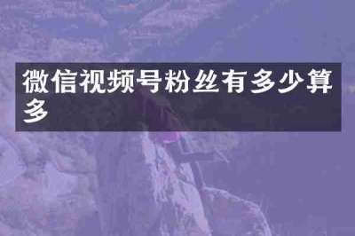 微信视频号粉丝有多少算多
