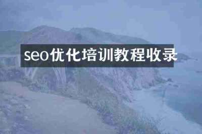 seo优化培训教程收录