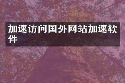 加速访问国外网站加速软件