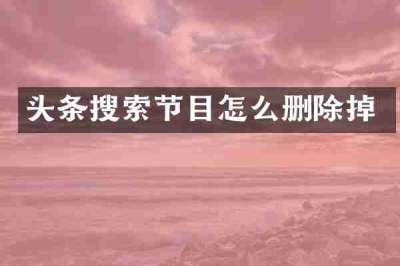 头条搜索节目怎么删除掉