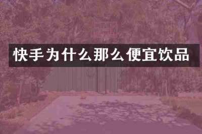 快手为什么那么便宜饮品