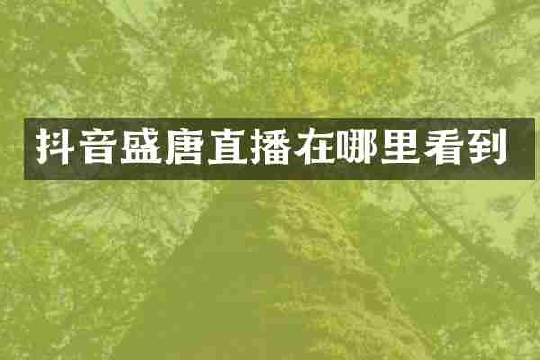 抖音盛唐直播在哪里看到