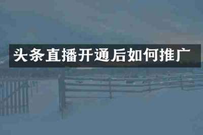 头条直播开通后如何推广