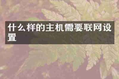 什么样的主机需要联网设置