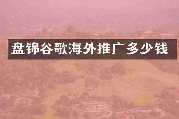 盘锦谷歌海外推广多少钱
