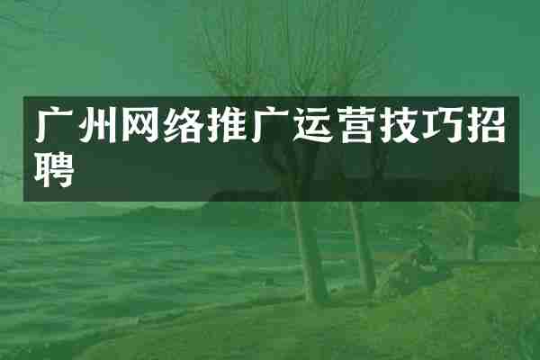 广州网络推广运营技巧招聘
