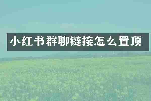 小红书群聊链接怎么置顶