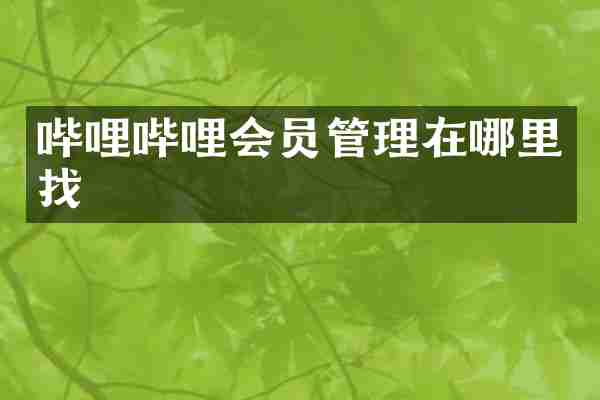 哔哩哔哩会员管理在哪里找