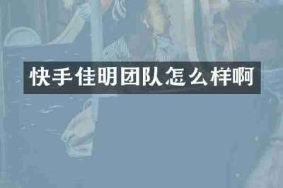 快手佳明团队怎么样啊