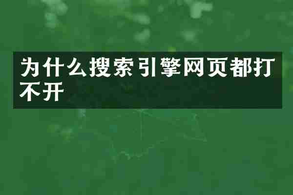 为什么搜索引擎网页都打不开