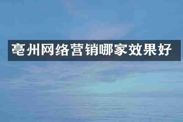 亳州网络营销哪家效果好