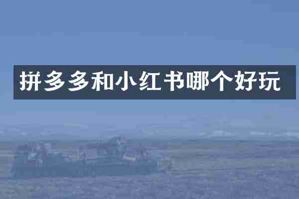 拼多多和小红书哪个好玩