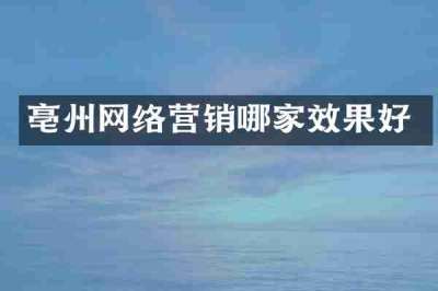 亳州网络营销哪家效果好