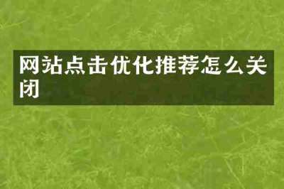 网站点击优化推荐怎么关闭
