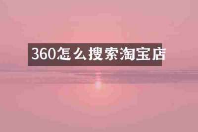 360怎么搜索淘宝店
