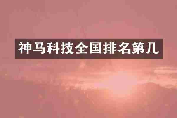 神马科技全国排名第几
