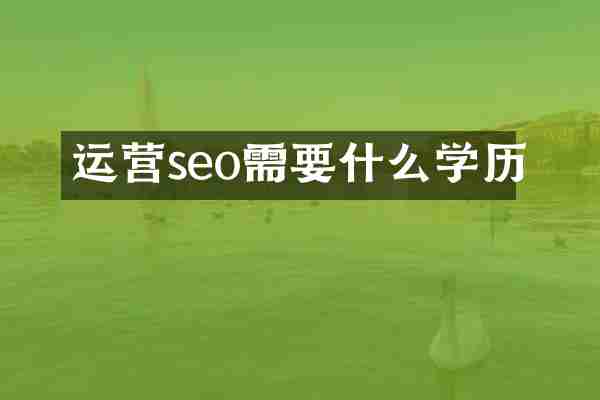运营seo需要什么学历