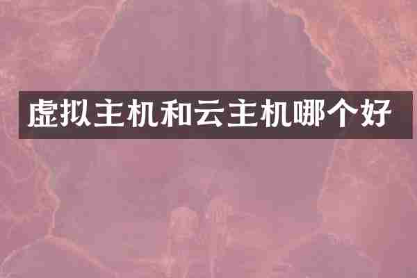 虚拟主机和云主机哪个好