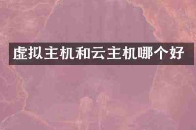 虚拟主机和云主机哪个好
