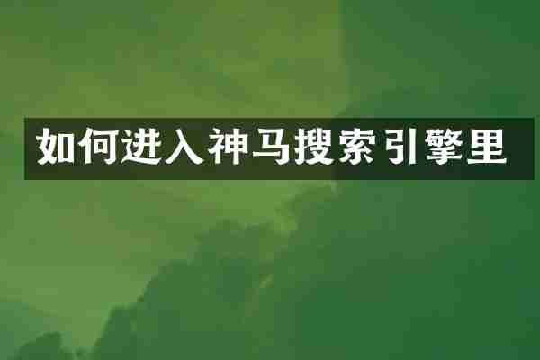 如何进入神马搜索引擎里