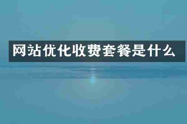 网站优化收费套餐是什么