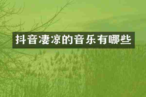 抖音凄凉的音乐有哪些