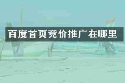 百度首页竞价推广在哪里