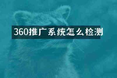 360推广系统怎么检测