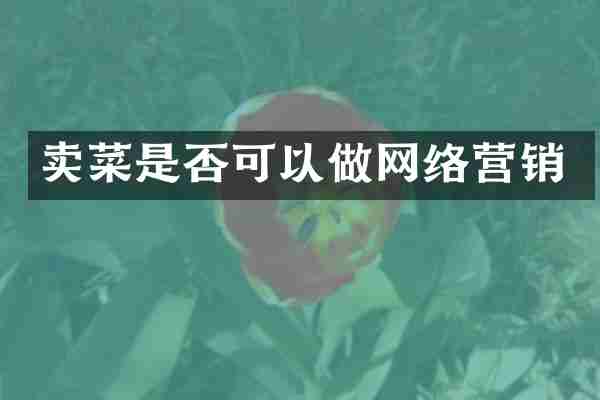 卖菜是否可以做网络营销