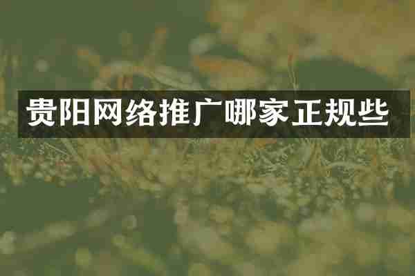 贵阳网络推广哪家正规些