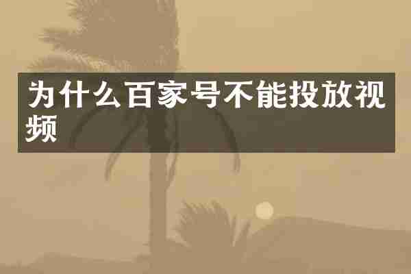 为什么百家号不能投放视频