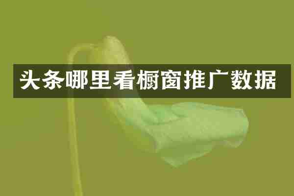 头条哪里看橱窗推广数据