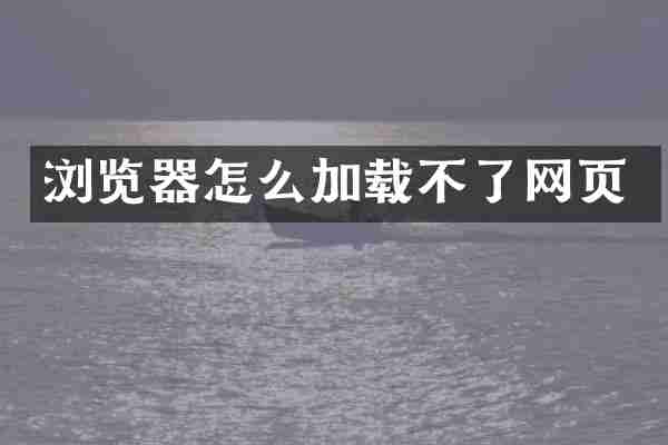 浏览器怎么加载不了网页