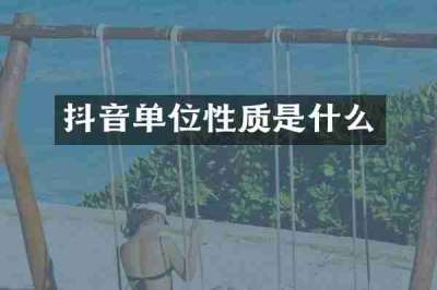 抖音单位性质是什么