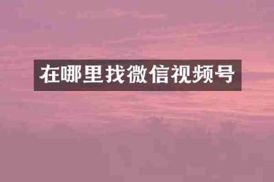 在哪里找微信视频号