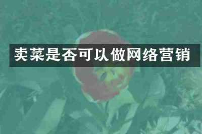 卖菜是否可以做网络营销