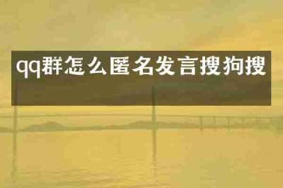 qq群怎么匿名发言搜狗搜索