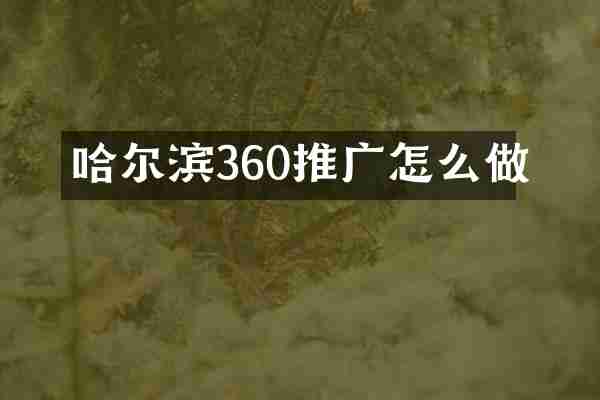哈尔滨360推广怎么做