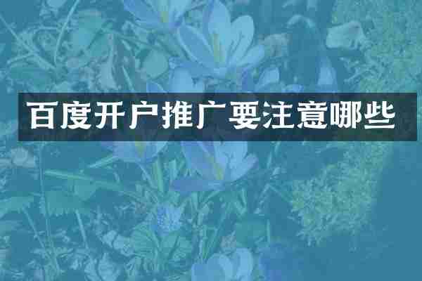百度开户推广要注意哪些
