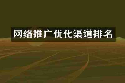 网络推广优化渠道排名