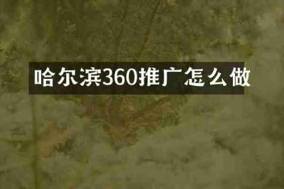 哈尔滨360推广怎么做