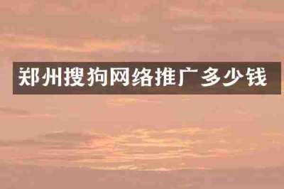 郑州搜狗网络推广多少钱
