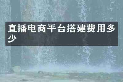 直播电商平台搭建费用多少